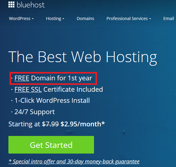 Bluehost Free Domain